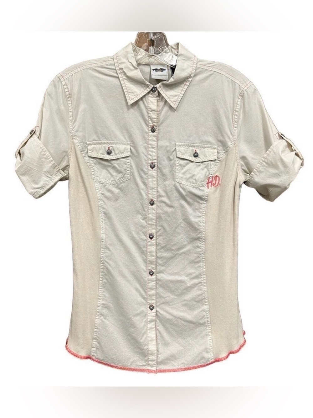 Harley Davidson cream Womens top Small Bikercore Motorcycle
